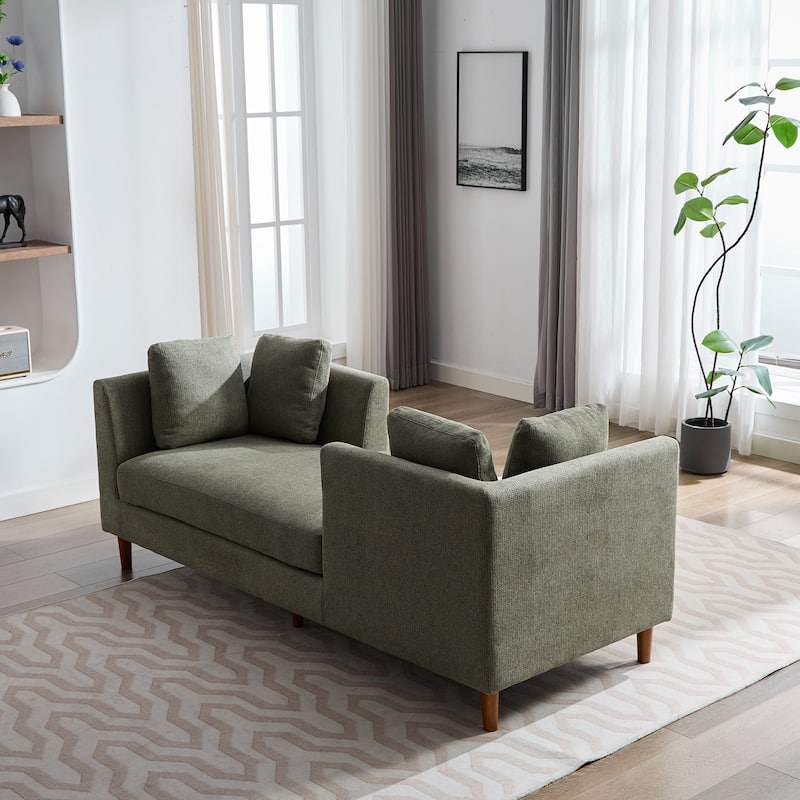 77.95"W Modern Double-Sided Upholstered Chaise Lounge, Sleeper Sofa Couch With 4 Throw Pillows, Daybed with Rubberwood Legs
