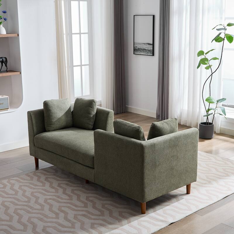 77.95"Wide Modern Double-Sided Upholstered Chaise Lounge Indoor,Chenille Fabric Sleeper Sofa Couch With 4 Throw Pillows