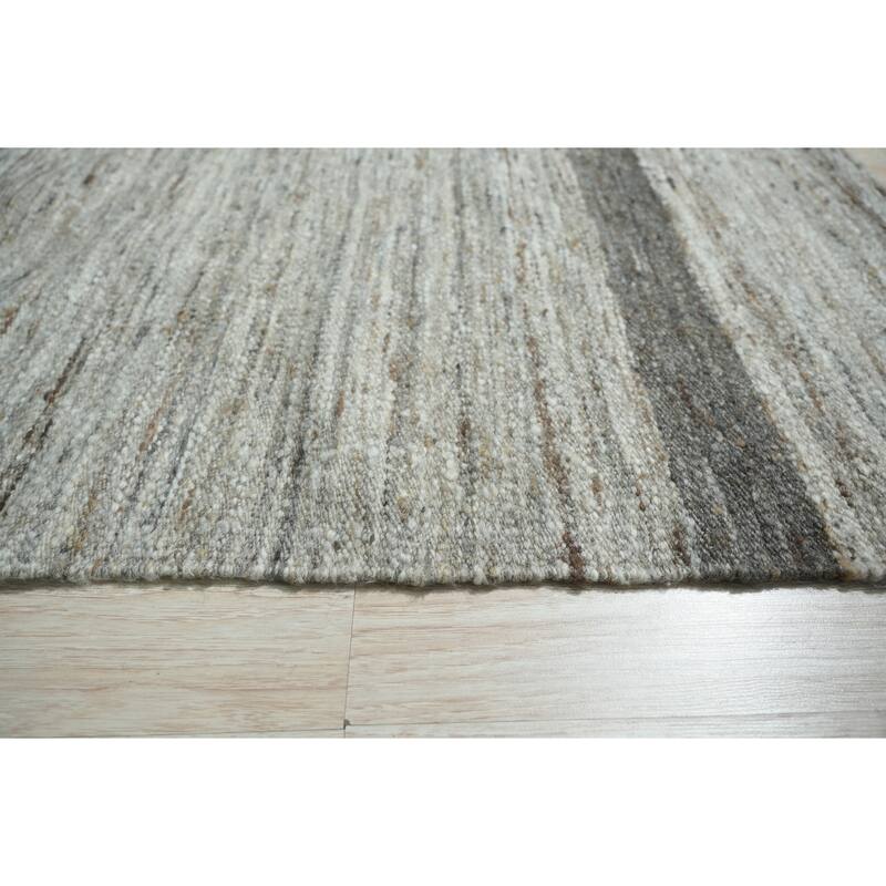 Light Gray Hand-Woven Wool Contemporary Natural Wool Flat Area Rug
