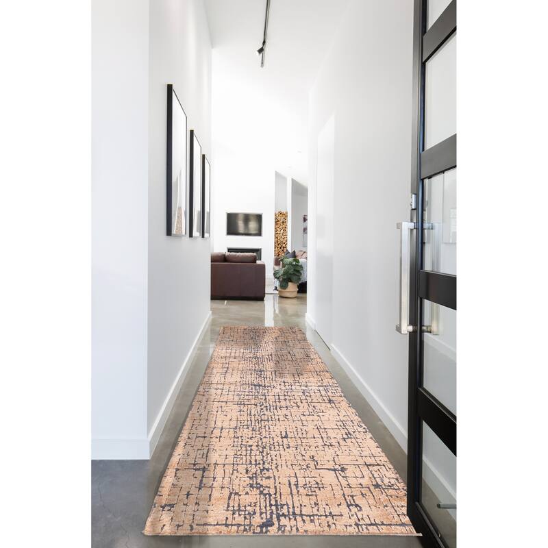 ECARPETGALLERY Hand-knotted Legacy Light Brown Silk, Wool Rug - 2'6 x 9'8