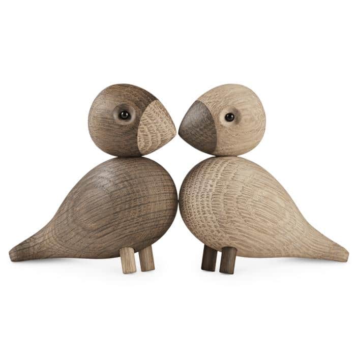 Kay Bojesen Lovebirds Pair, Oak/Smoked Oak - 3.5"