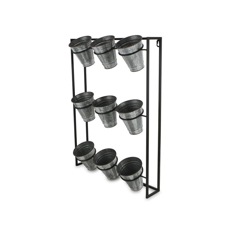HomeRoots Nine Pot Metal Framed Wall Planter