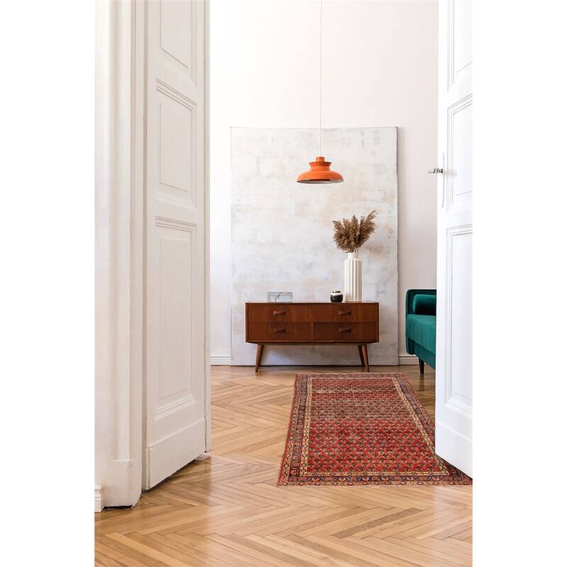 ECARPETGALLERY Hand-knotted Andelz Red Wool Rug - 3'4 x 7'11