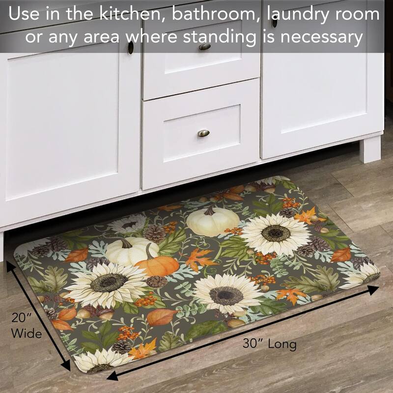 Farmhouse Fall 30” x 20” Decorative Comfort Floor Mat Manufactured in The USA, Waterproof, Reduces Muscle Fatigue, Easy to Clean