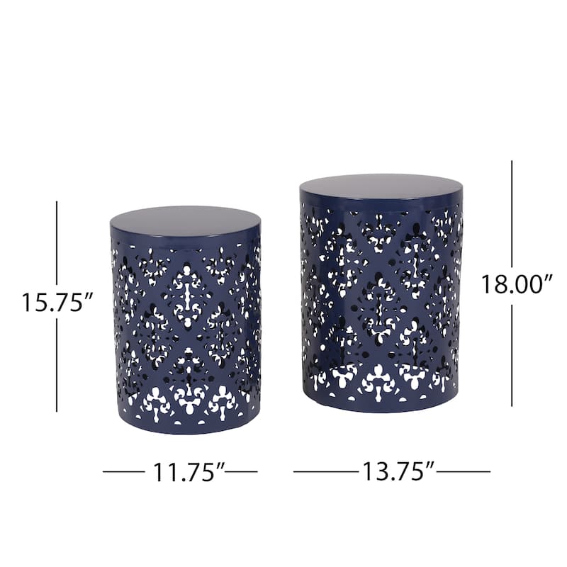Mathena Outdoor Metal Side Tables (Set of 2) by Christopher Knight Home
