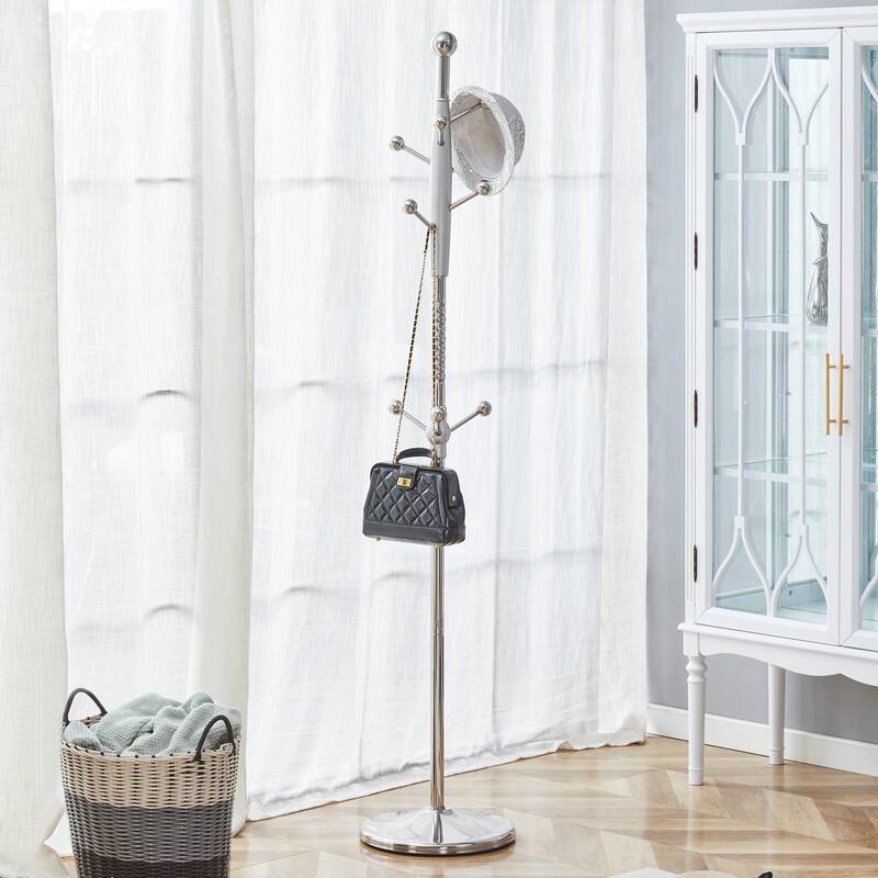 Modern Stainless Steel Coat Rack Painted Coat Rack with Detachable Support and Heightened Design