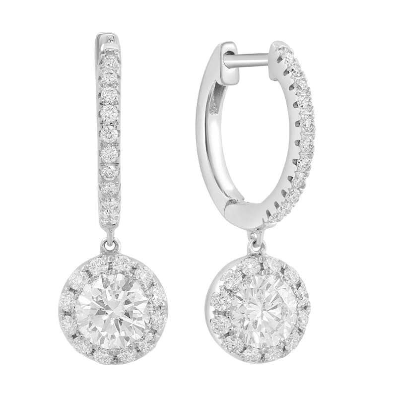 Effy Women's 14k White Gold Lab Grown Diamond Drop Hoop Earrings