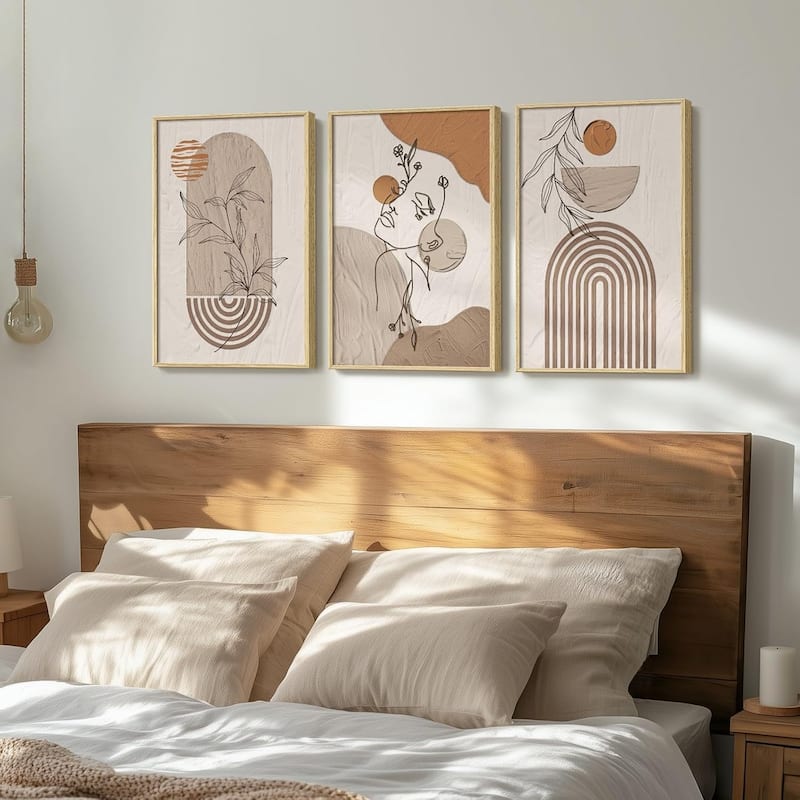 3 Piece Bohemian Earth Tone Prints Paintings Artwork