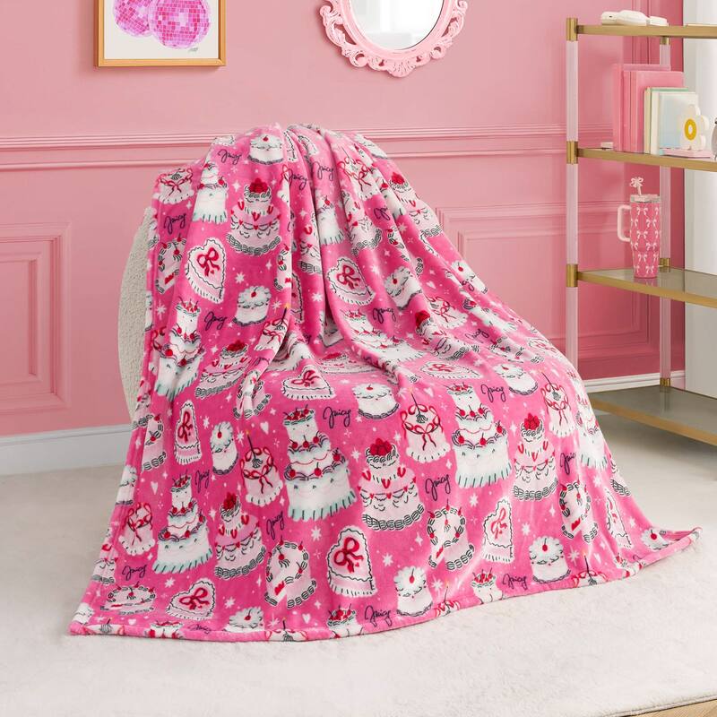 Juicy Couture 50"x70" Plush Kids Throw Blankets - 50" x 70" - Hot Pink/White