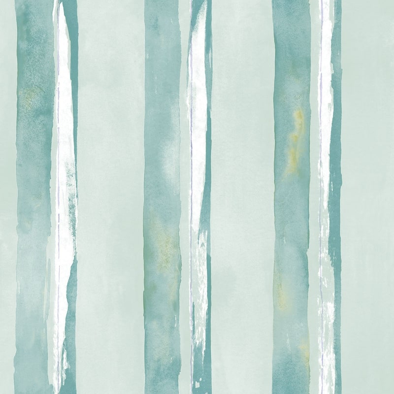 Galerie Wallcoverings Smart Stripes 2 Watercolor Stripe Vinyl on Non-Woven Matte Wallpaper Roll - 33 feet x 21 inches - Green
