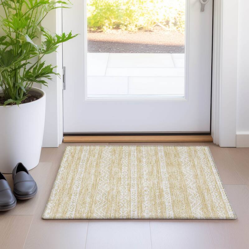 Machine Washable Indoor/ Outdoor Chantille Boho Stripes Rug