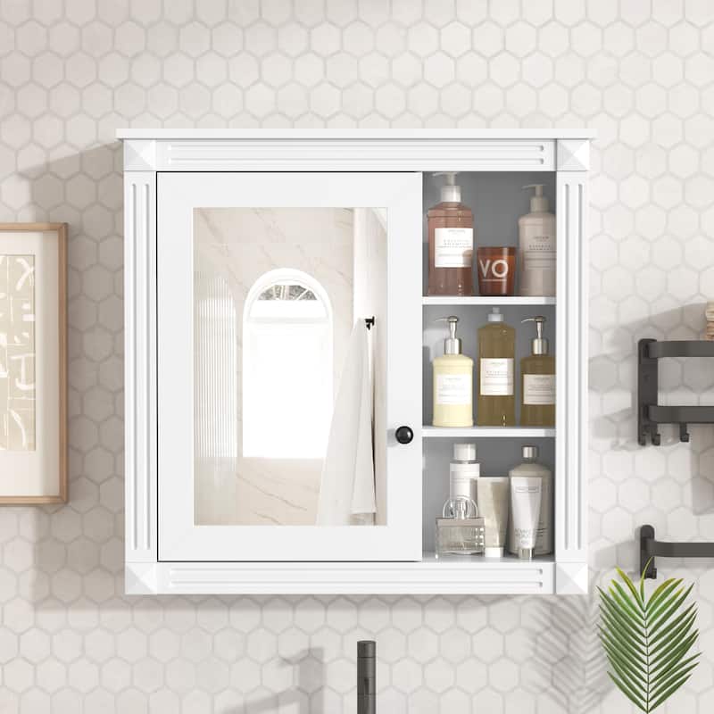 Bathroom Medicine Cabinet with Mirror, Wall Mounted Mirror Cabinet with Storage Organizer, Over the Toilet Storage Cabinet