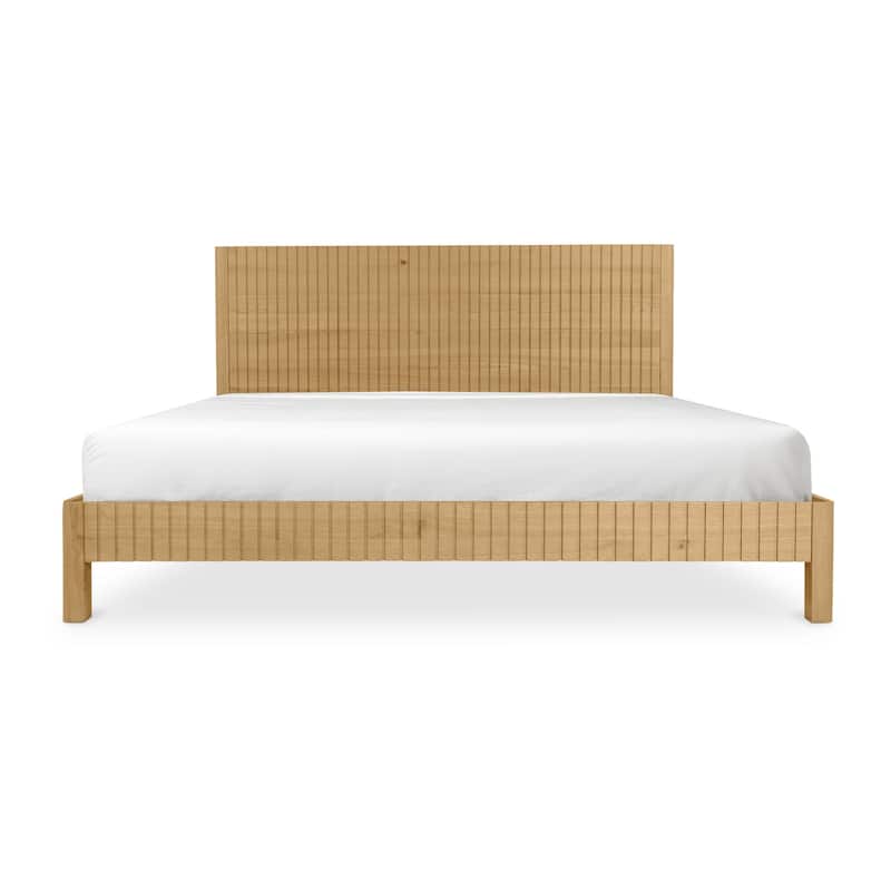 King Bed Modern Rustic Design, Wooden Platform Bed with Storage, Upholstered Canopy Bed Frame for Bedroom