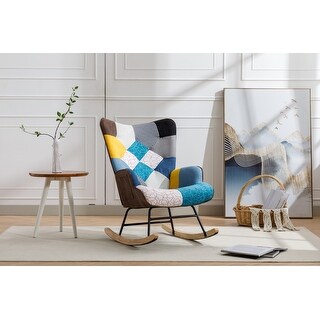 Accent Rocking Chair with Solid Wood Armrest and Feet - Bed Bath ...