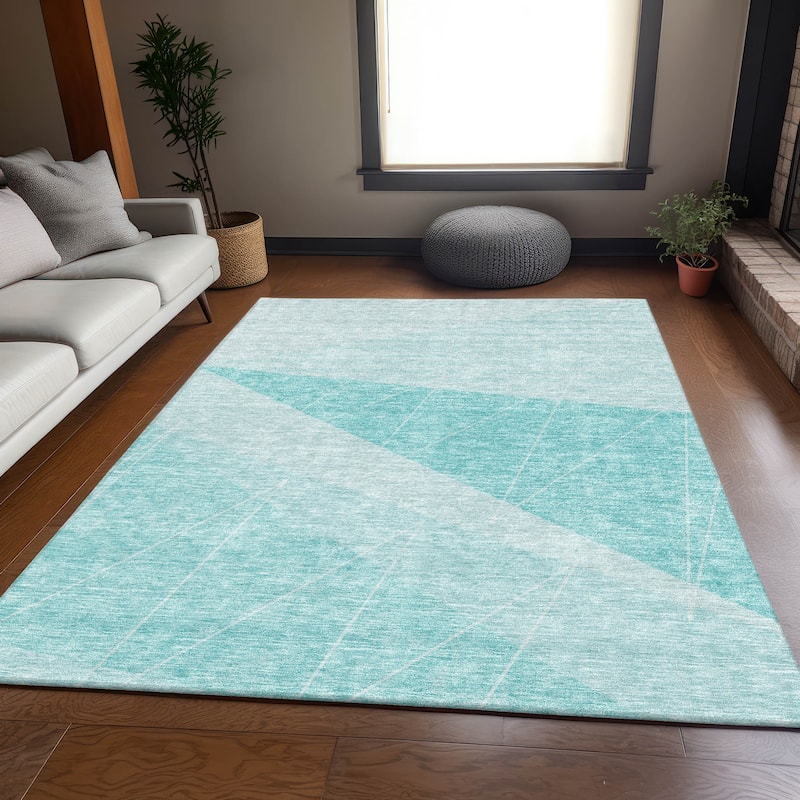 Premium Washable Super Soft Geo Abstract Mayfield Rug - Teal - 5' x 7' 6" - Rectangle