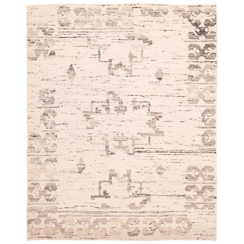 ECARPETGALLERY Hand Woven Looma Cream Wool Rug - 8'3 x 10'3