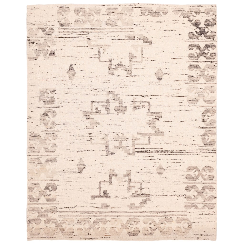 ECARPETGALLERY Hand Woven Looma Cream Wool Rug - 8'3 x 10'3