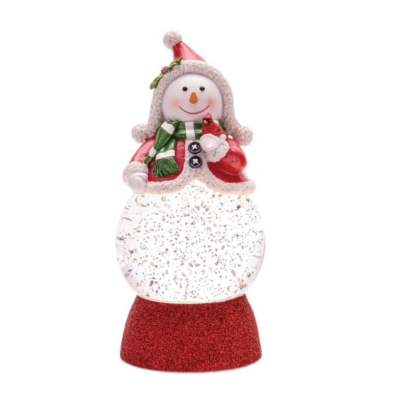 Set of 2 LED Snowman Snow Globes with Timer and USB Power - 3.75” x 3.75” x 8.5”