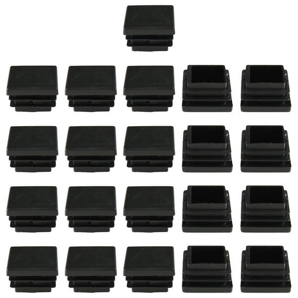 21pcs 30 x 30mm Plastic Square Ribbed Tube Inserts End Covers Cap