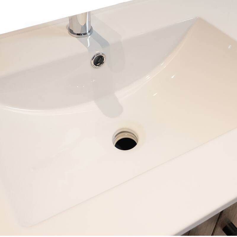 30" Folding Floor Cabinet with Ceramic Sink - Patented 1-Min Install, Space-Saving, American Style