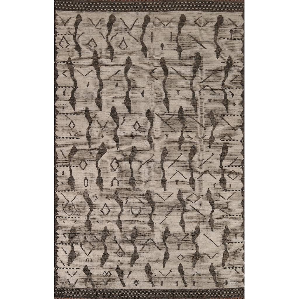 All-Over Abstract Moroccan Area Rug Handmade Modern Wool Carpet - 7'10"x 11'10"