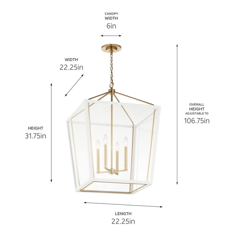 Delvin 31.75 in. 4-Light Pendant Light with Removable Glass