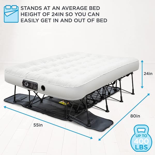 dimension image slide 1 of 2, Ivation EZ-Bed (Full Size) Air Mattress w/ Deflate Defender Technology Dual Auto Comfort Pump
