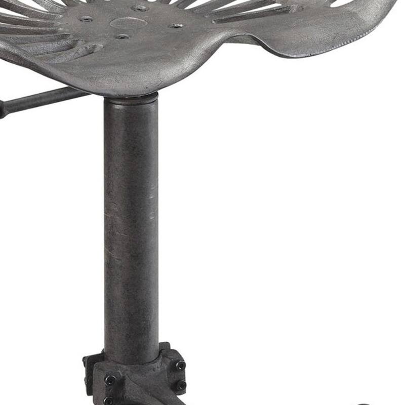 23" Black Iron Backless Adjustable Height Bar Chair
