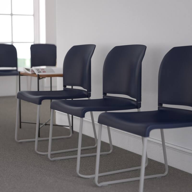 5 Pack 880 lb. Capacity Full Back Contoured Sled Base Stack Chair