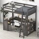 preview thumbnail 3 of 15, Full Size Loft Bed with U-shaped Desk and Storage Shelves,Minimalist Design