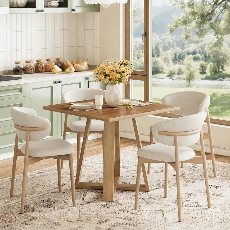 31.5" Square Dining Table for 2-4 People, Wooden Kitchen Table - Brown