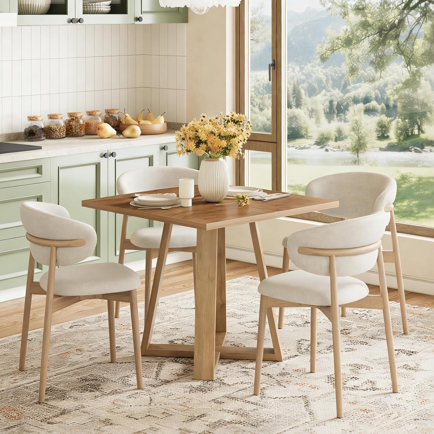 31.5" Square Dining Table for 2-4 People, Wooden Kitchen Table
