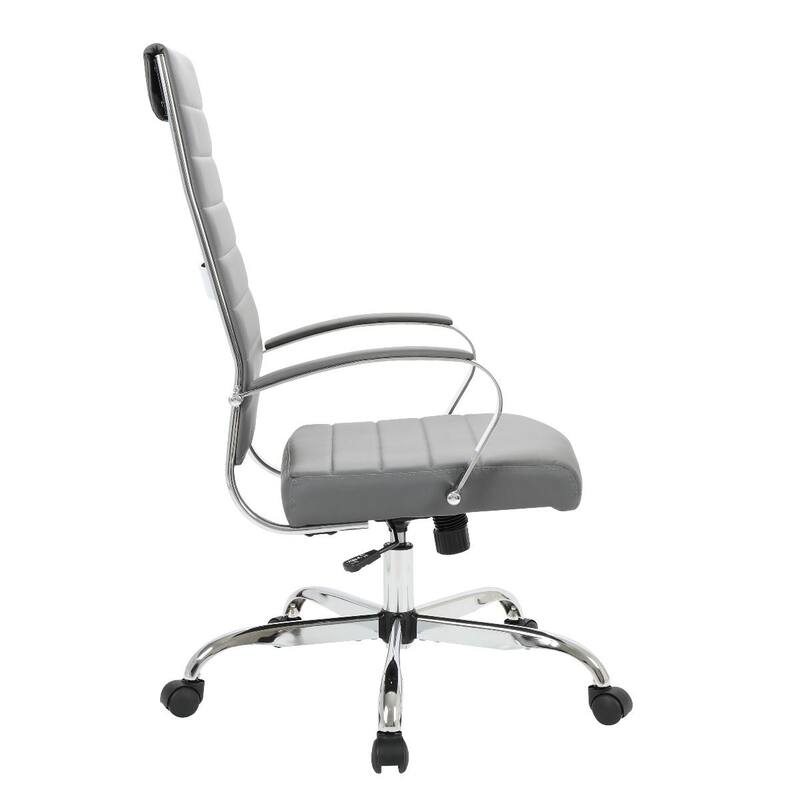 Benmar Leather Executive Office Chair with Chrome Frame, Adjustable Height, Tilt Lock, 360° Swivel, and Smooth Rolling Casters