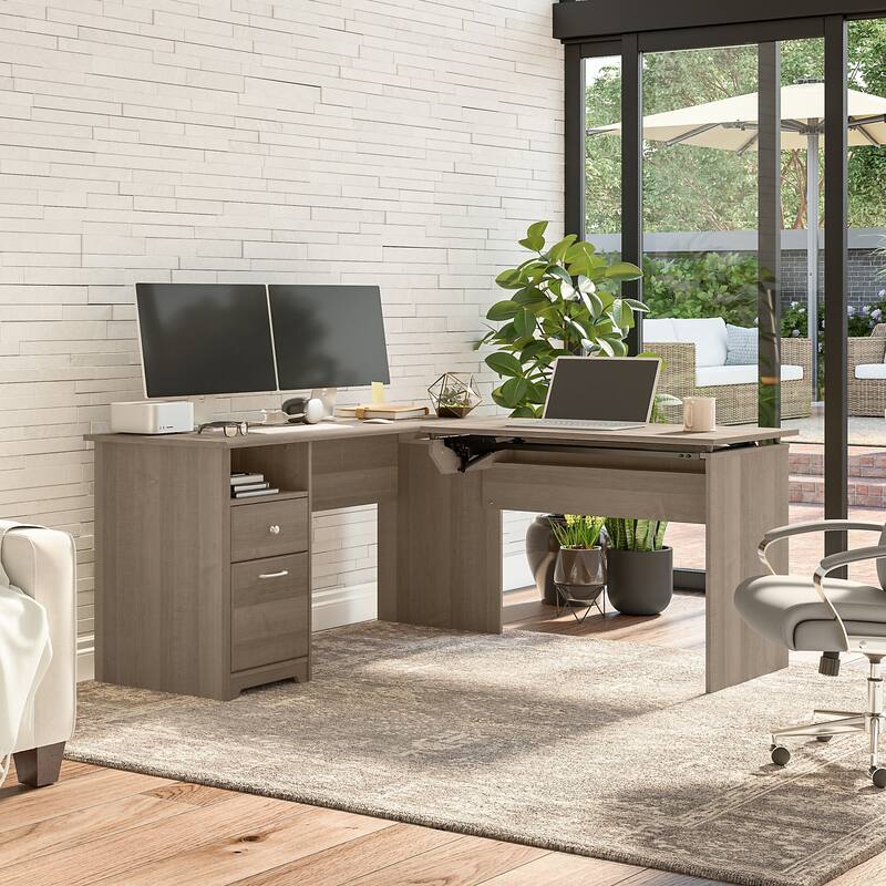 60W 3-position L-shaped Sit to Stand Desk by Bush Furniture