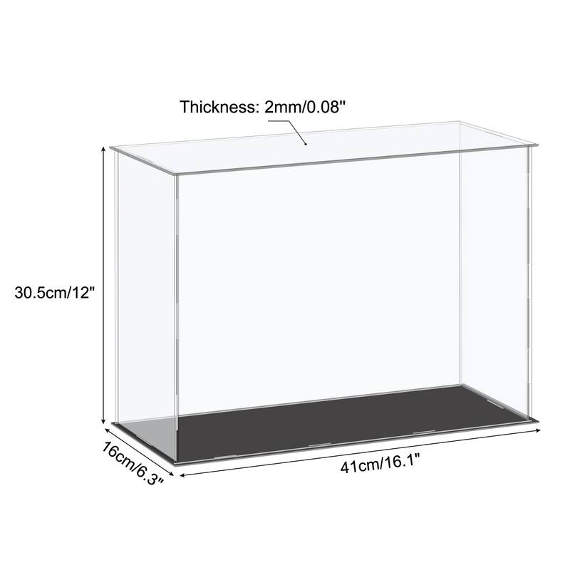 Acrylic Display Case Plastic Box Cube Storage Small Dustproof Showcase - 16.1x6.3x12 Inch