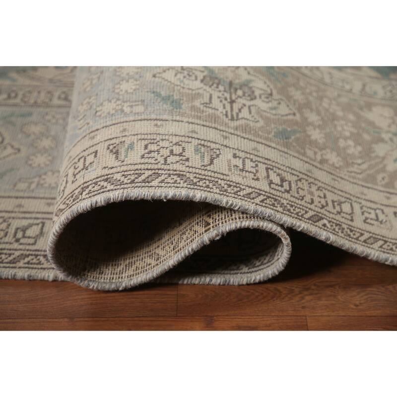 Hand Knotted Oriental 100% Wool Carpet Traditional Floral Beige & Ivories Tabriz Area Rug - 12' 6'' X 9' 10''