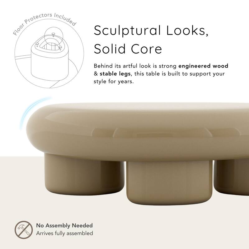 24/7 Shop At Home Modern Oval Glossy Low Profile Coffee Table