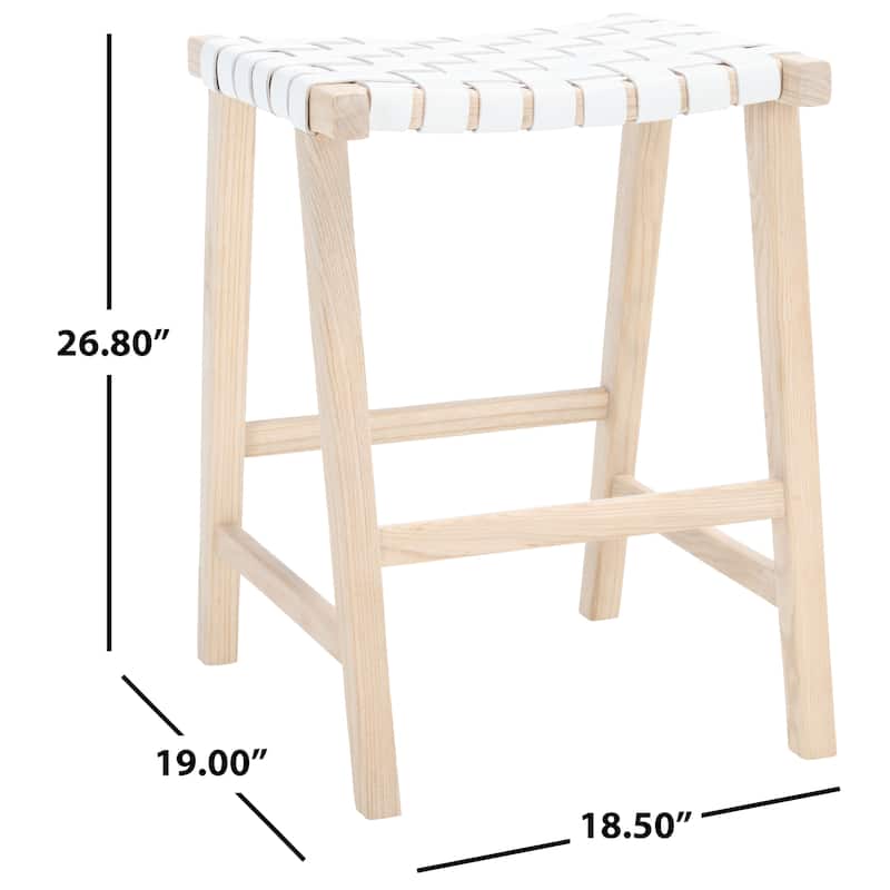 SAFAVIEH Didy 27-inch Woven Leather Rectangle Counter Stool - 19" W x 19" D x 27" H - 19Wx19Dx27H