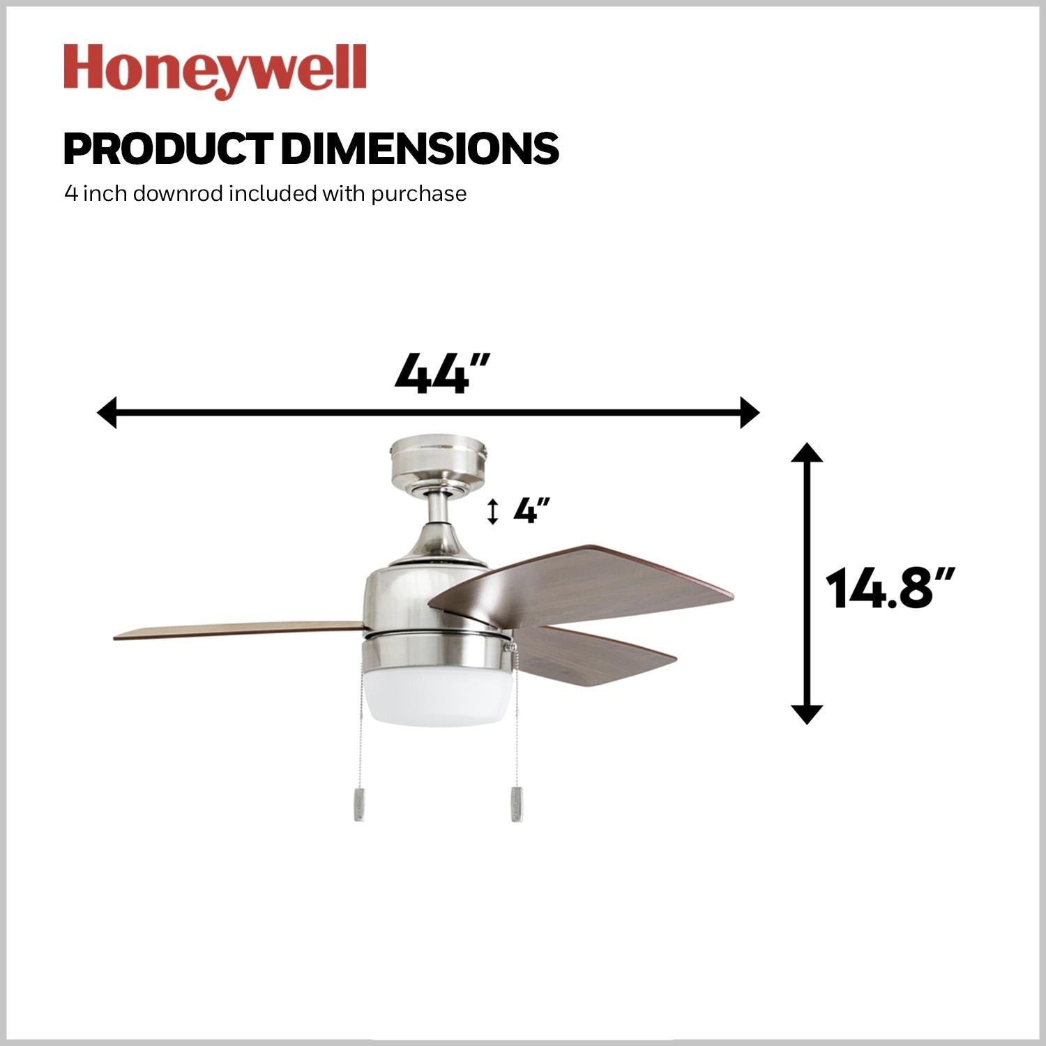 Honeywell Barcadero Modern Brushed Nickel LED Ceiling Fan With ...