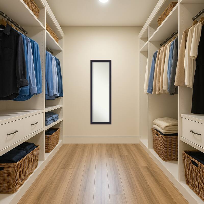 Havana Non-Beveled Framed Full-Length On the Door Mirror - Havana Black Bronze - 17 x 51 in