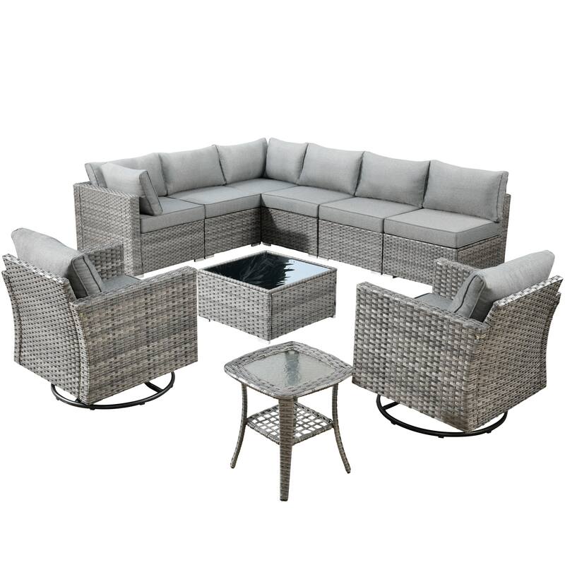 XIZZI 10-piece Outdoor Patio Furniture Swivel Chair Set