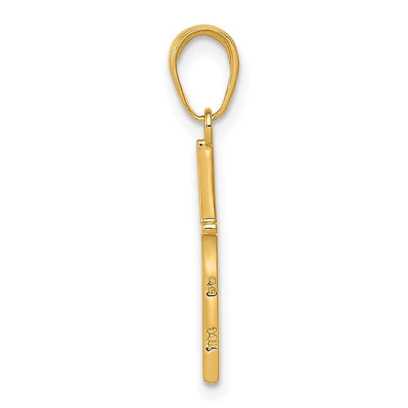 Curata 14k Yellow Gold 18" Polished Stick Cross Pendant Necklace - 16x12mm