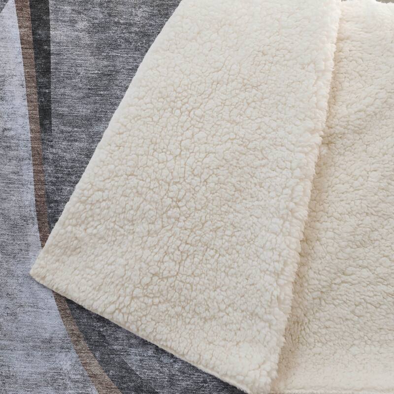 Premium Machine Washable Modern Chic Sherpa Throw Blanket