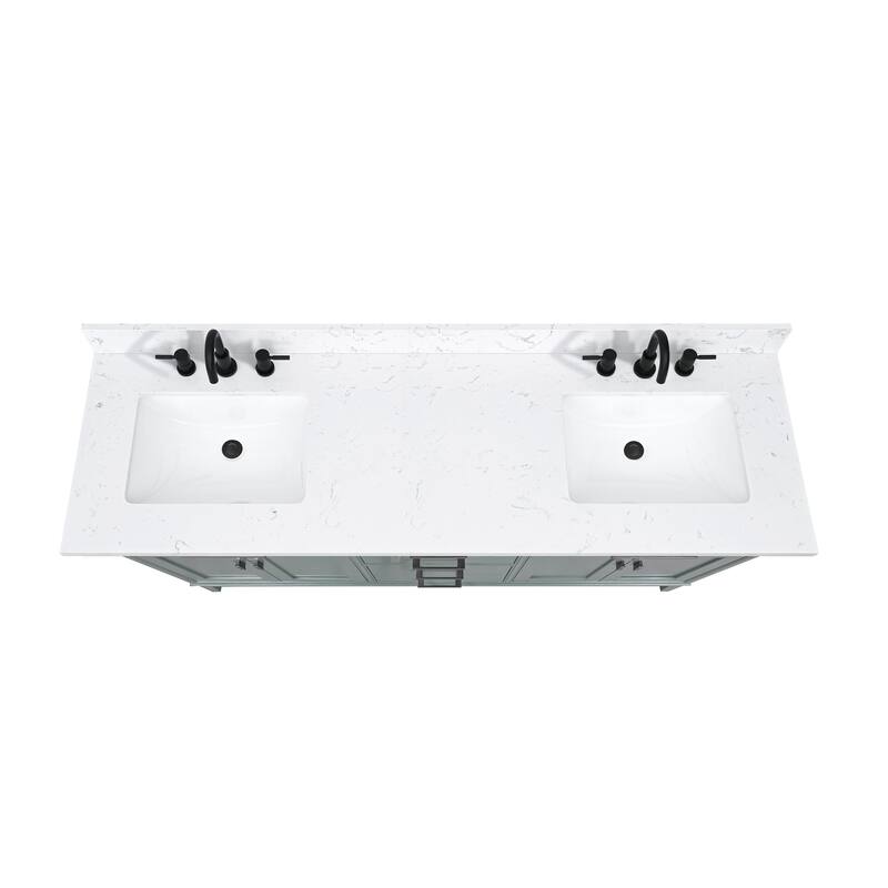 Madison 72 in. Double Sink Bathroom Vanity with Engineered Stone Top - 73" x 22"D x 35"H