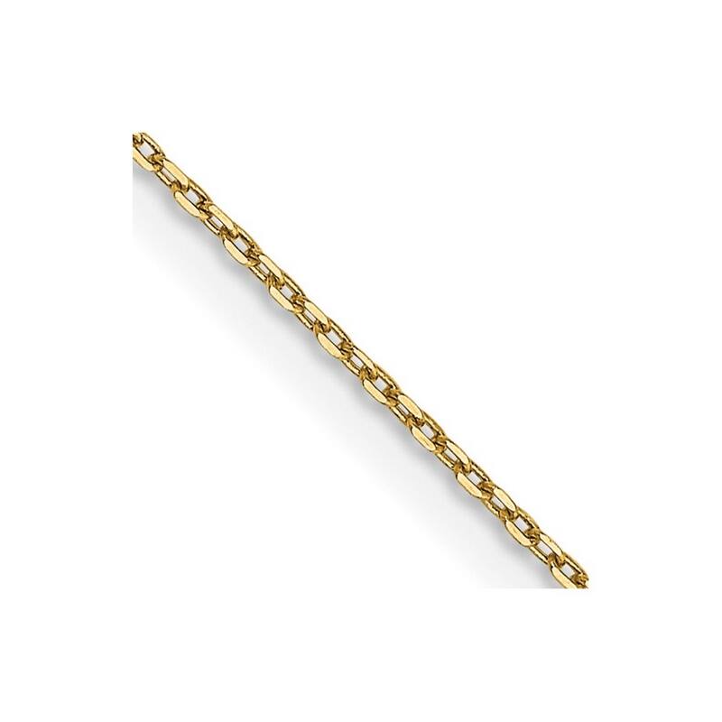 Curata 14k Yellow Gold 0.8mm Light Diamond Cut Cable Chain Necklace Option 16 18 20 22 24 26 30
