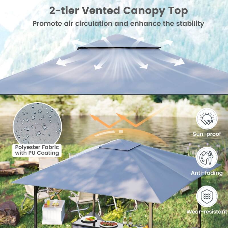 Costway 3 PCS Patio Bar Set with 2 Bar Stools Tempered Glass Bar - See Details