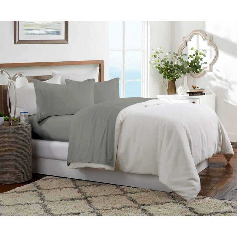 Brooklyn Flat Jersey Knit Bed Sheet Set - Twin - Grey