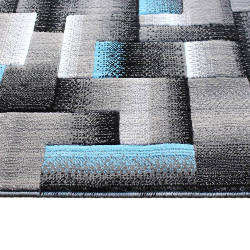 Modern Geometric Style Color Blocked Indoor Area Rug