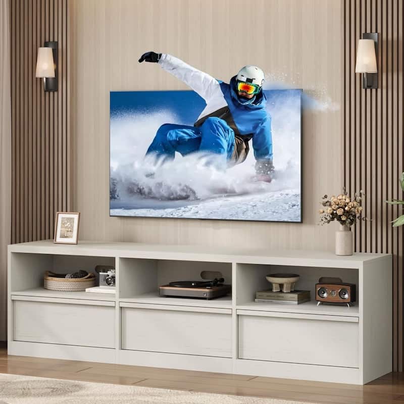 Industrial Modern TV Stand Entertainment Center with 3 Drawers Open Shelves for 65 70 75 Inch TVs - N/A