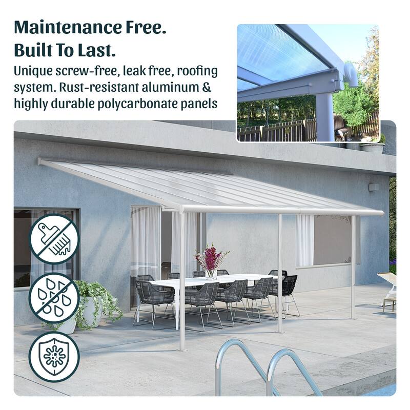 Sierra 7.5 ft. White & Grey Clear Panel Aluminum Patio Cover